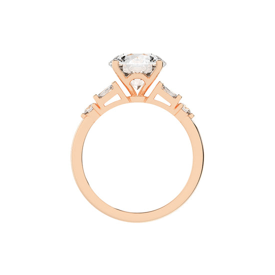 Bravalia Tapered Baguette Round Cut Side Stone Lab Diamond Ring