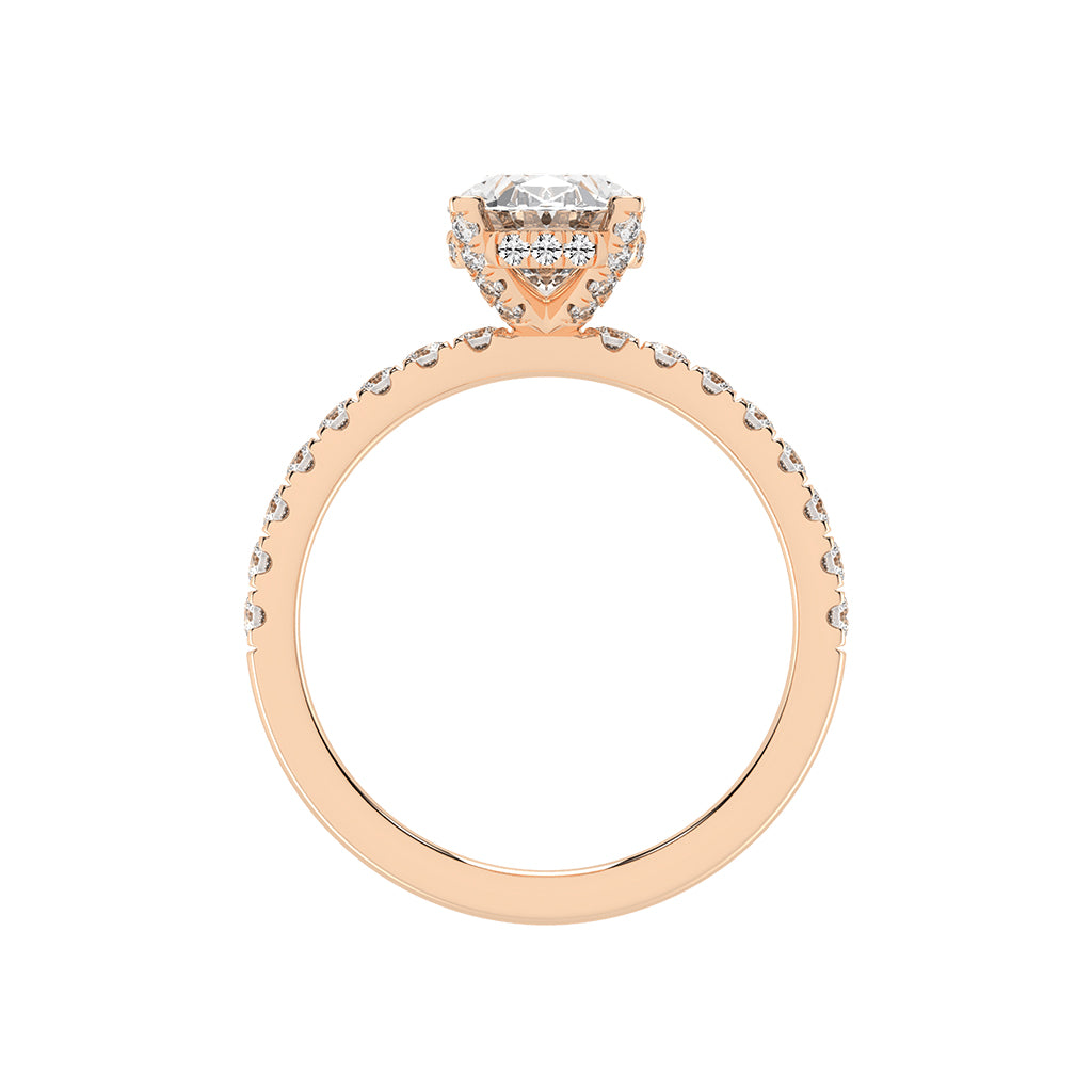 Glimare Oval Cut Side Stone Lab Diamond Ring