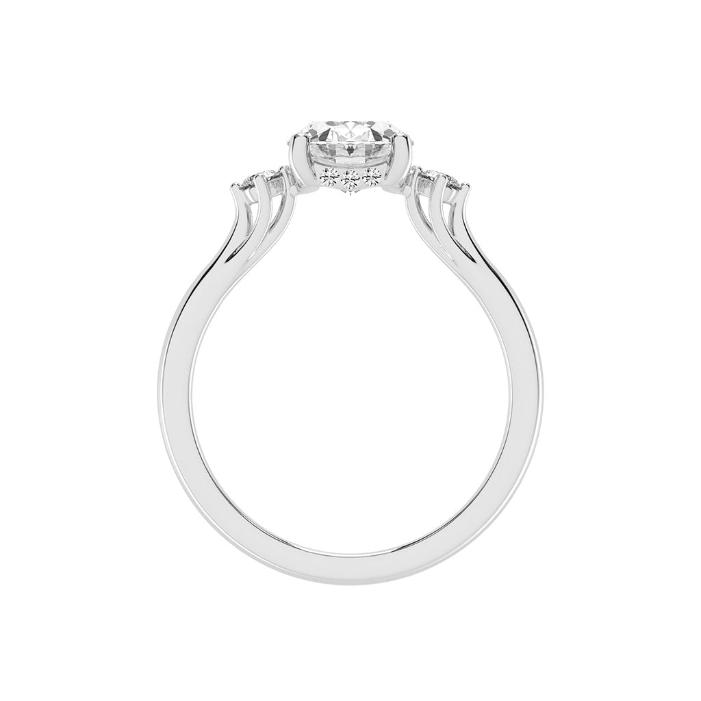 Trinara Four Prong Oval Cut Three Stone Lab Diamond Ring