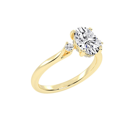 Trinara Four Prong Oval Cut Three Stone Lab Diamond Ring