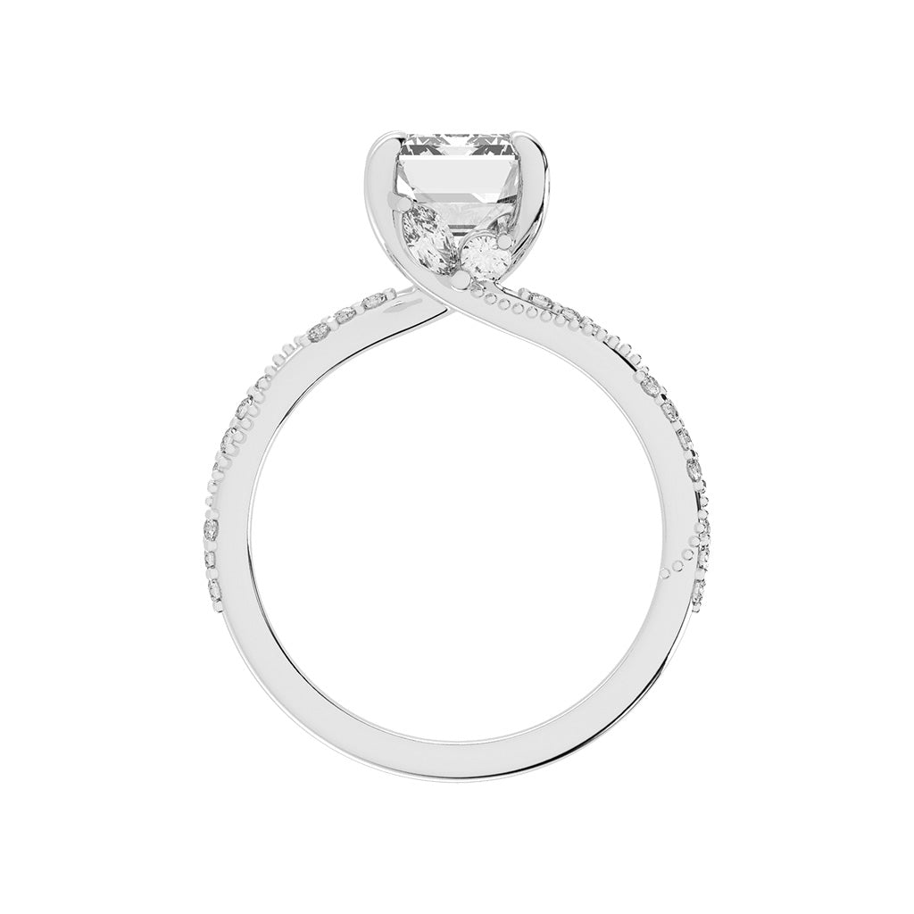Siderelle Emerald Cut Side Stone Lab Diamond Ring