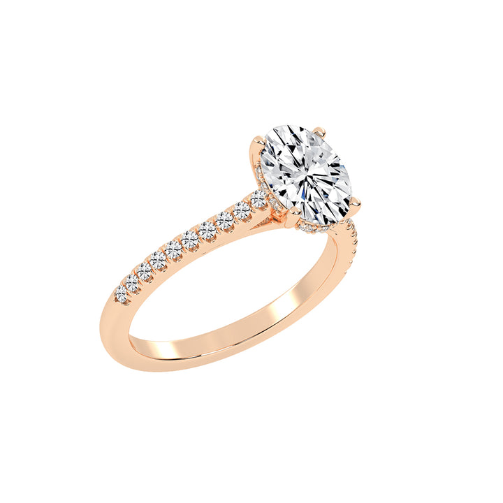 Crystovia  Shared Setting Oval Cut Side Stone Lab Diamond Ring