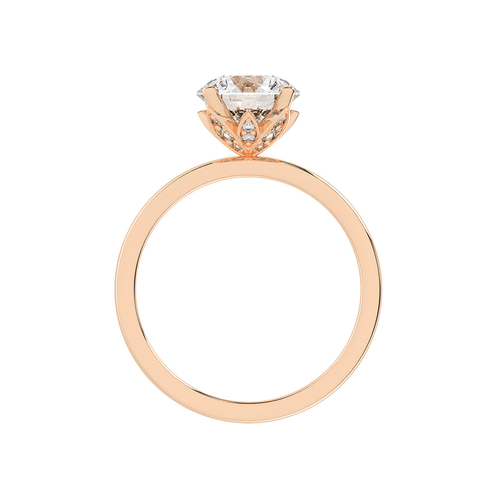 Solifra Four Prong Decorative Round Cut Lab Diamond Ring