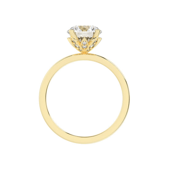 Solifra Four Prong Decorative Round Cut Lab Diamond Ring