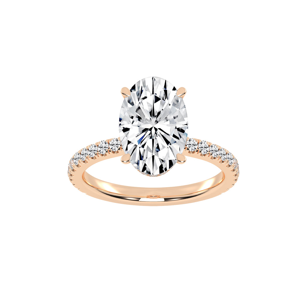 Brillastra Oval Cut Side Stone Lab Diamond Ring