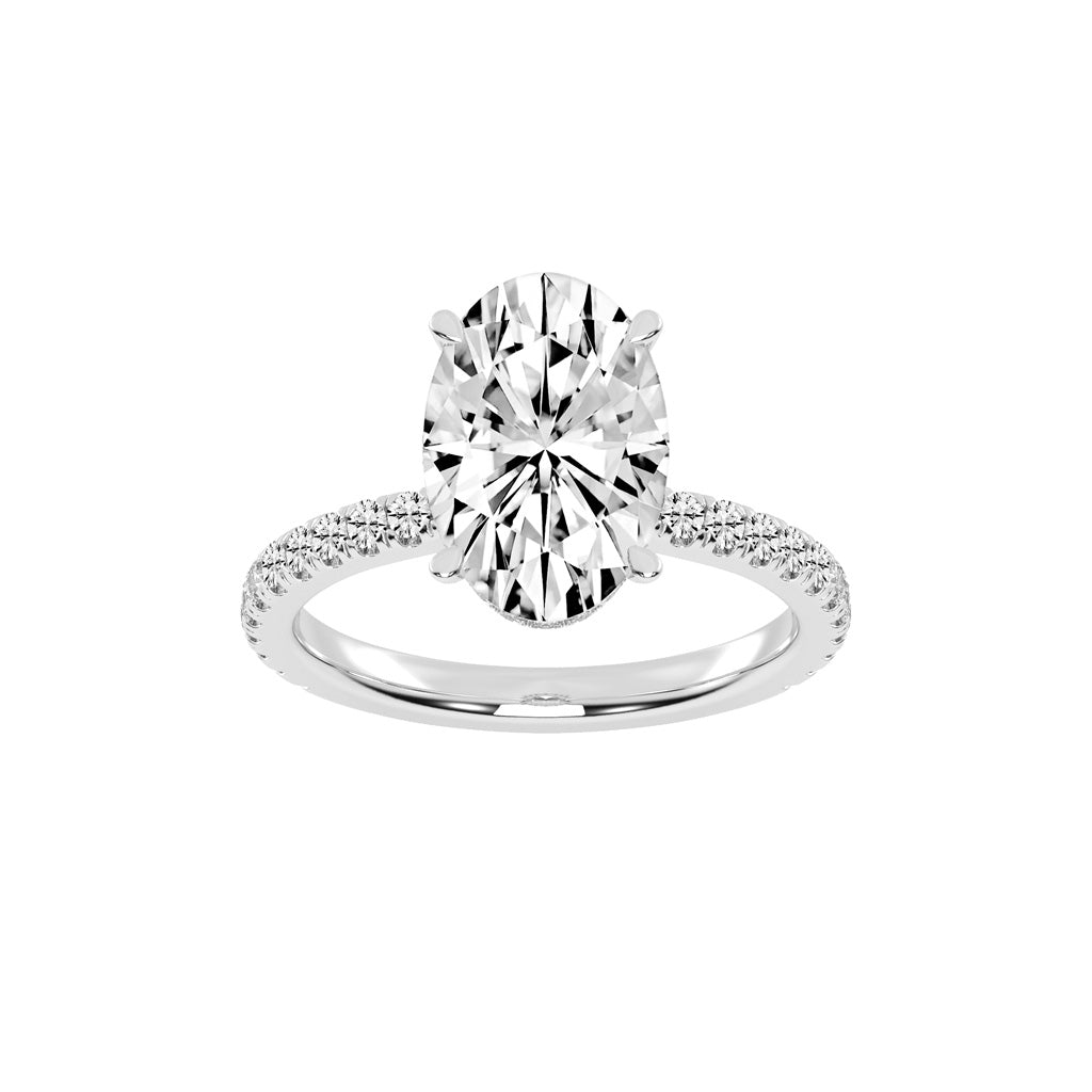 Brillastra Oval Cut Side Stone Lab Diamond Ring