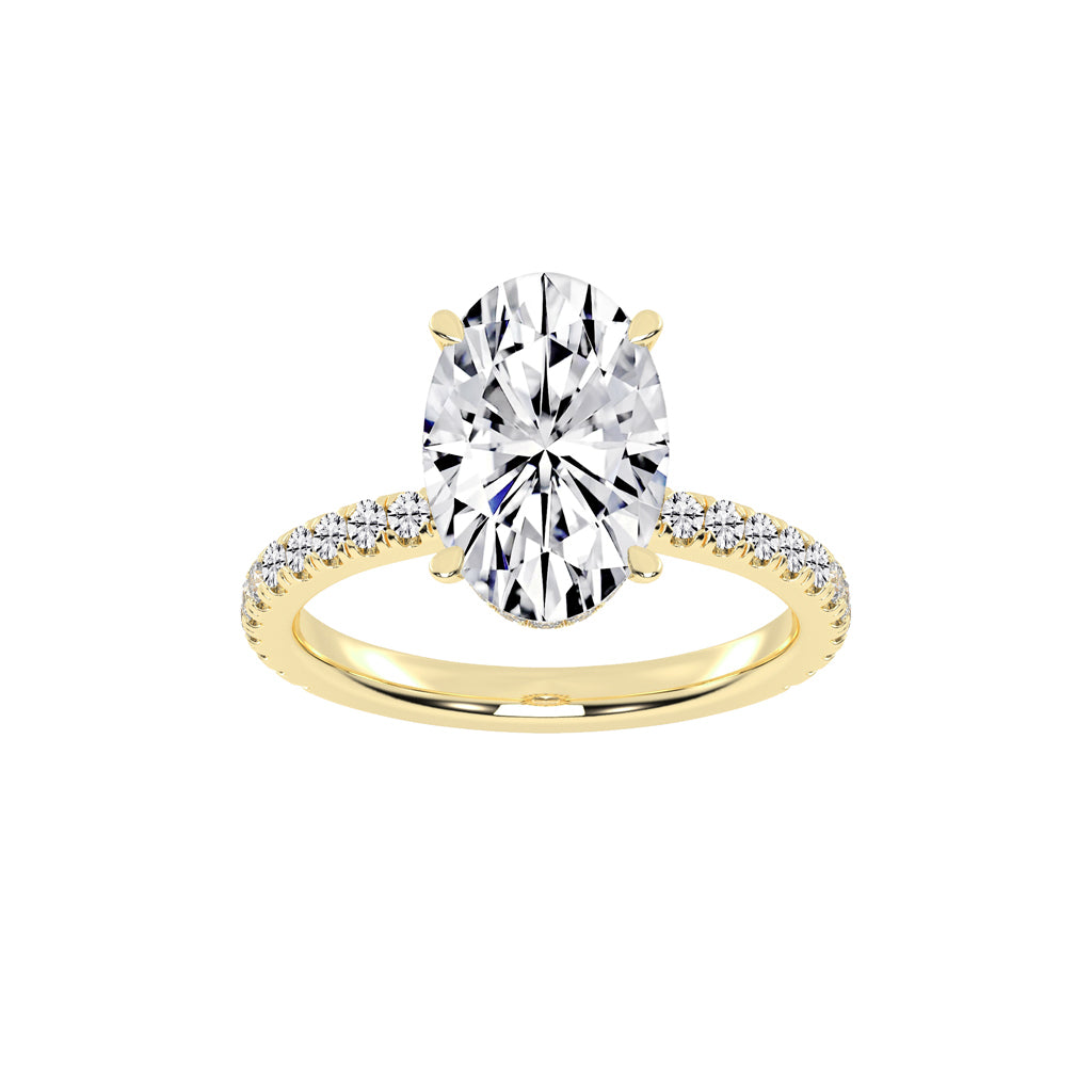Brillastra Oval Cut Side Stone Lab Diamond Ring