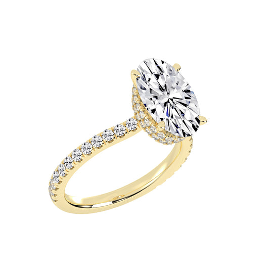 Brillastra Oval Cut Side Stone Lab Diamond Ring