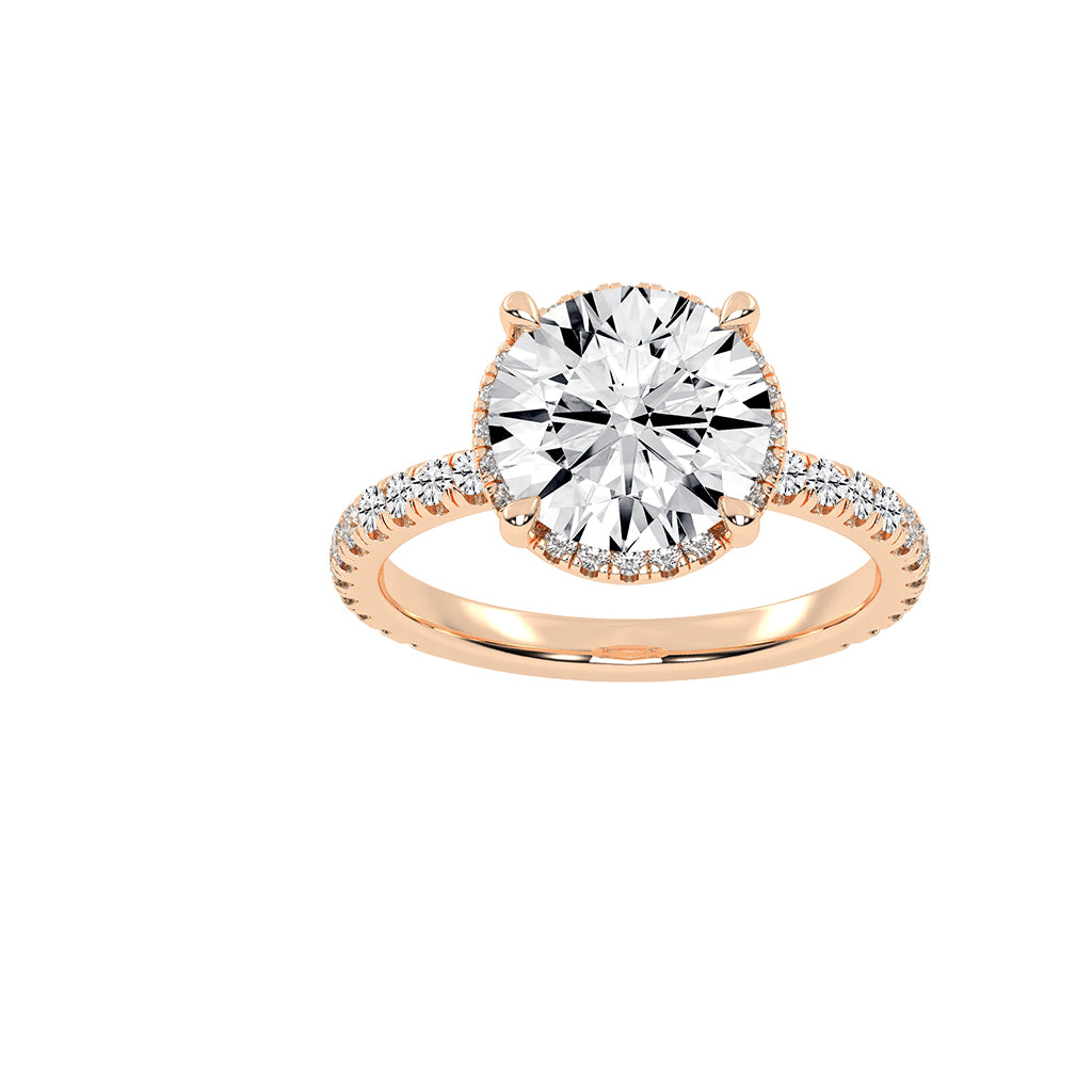 Alurella Round Cut Side Stone Lab Diamond Ring