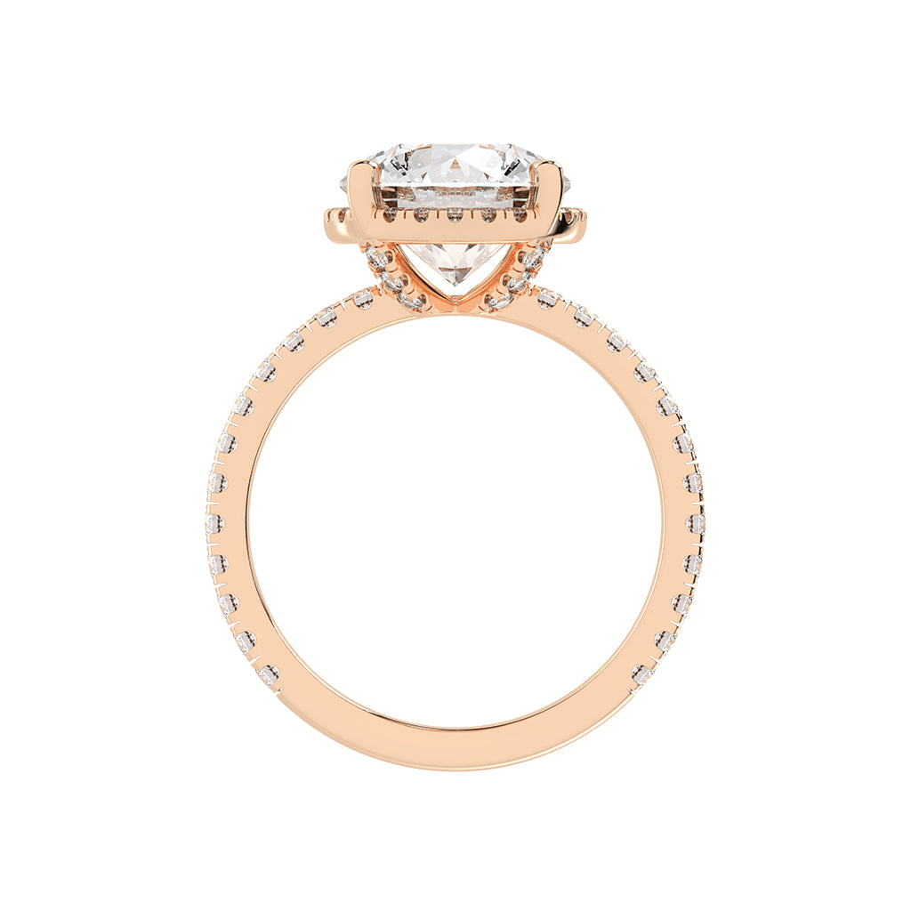 Alurella Round Cut Side Stone Lab Diamond Ring