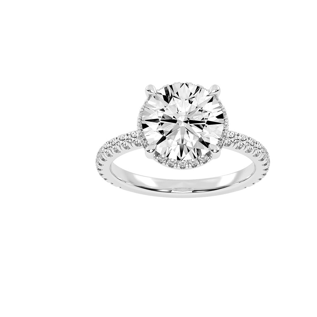 Alurella Round Cut Side Stone Lab Diamond Ring