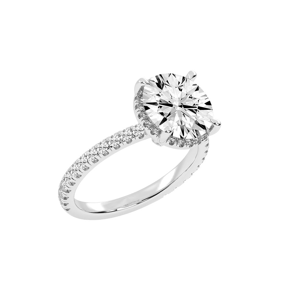 Alurella Round Cut Side Stone Lab Diamond Ring