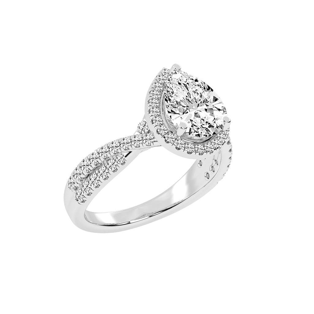 Haliovante Split Shank Pear Cut Halo Lab Diamond Ring