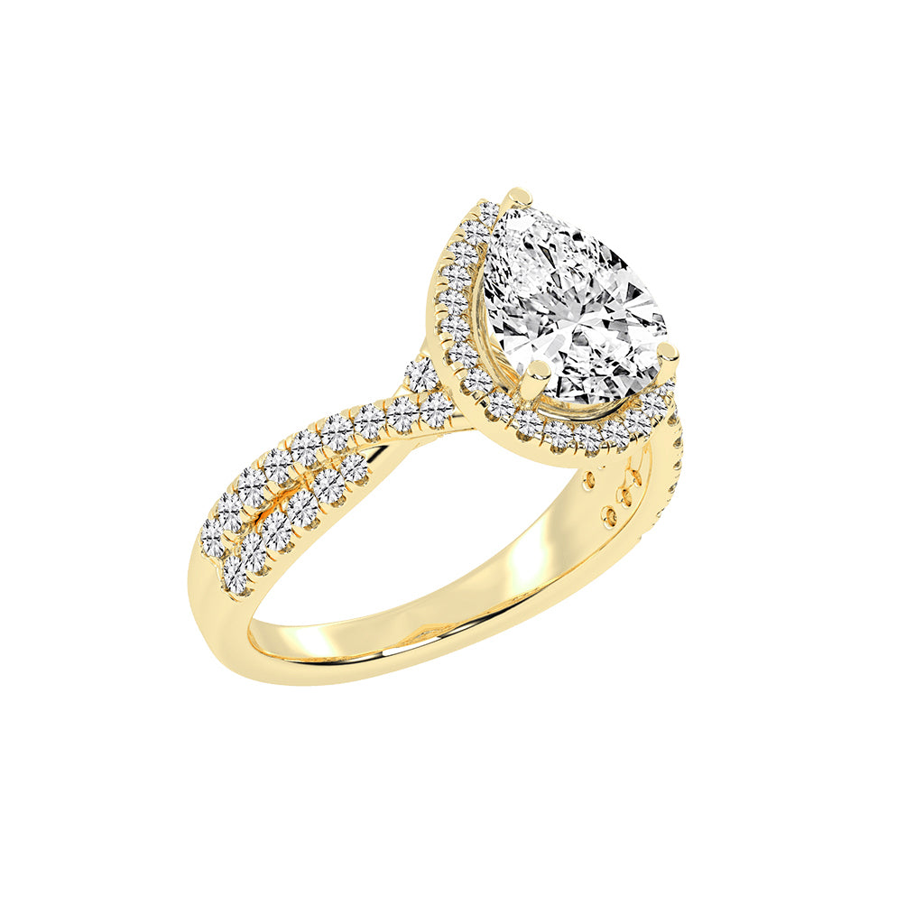 Haliovante Split Shank Pear Cut Halo Lab Diamond Ring