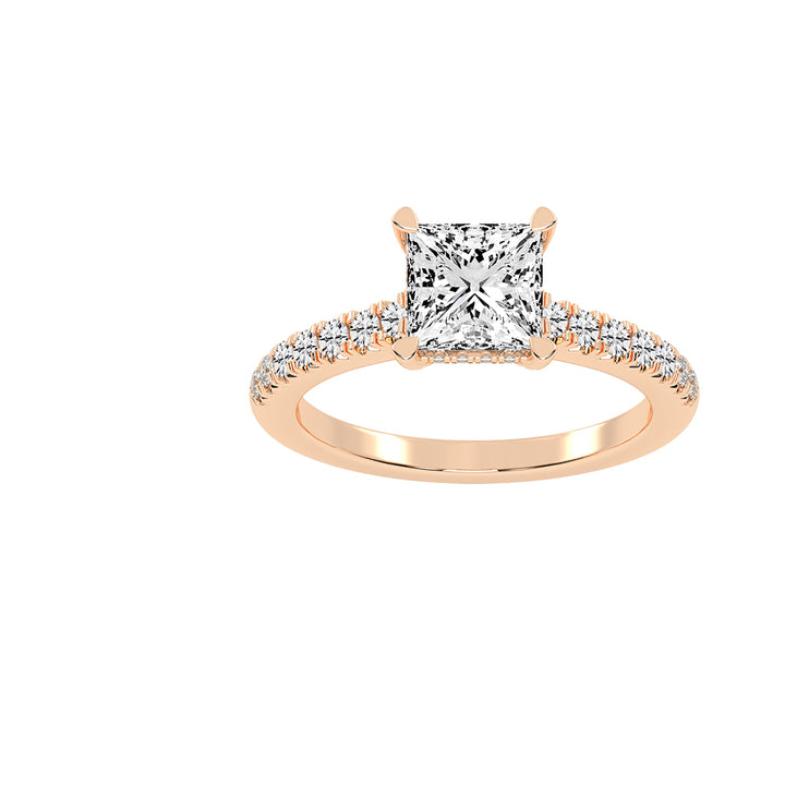Sidora  Princess Cut Side Stone Lab Diamond Ring