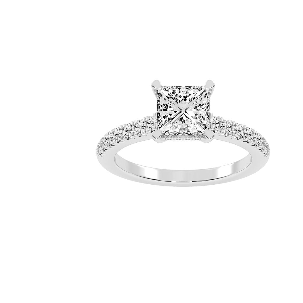 Sidora  Princess Cut Side Stone Lab Diamond Ring