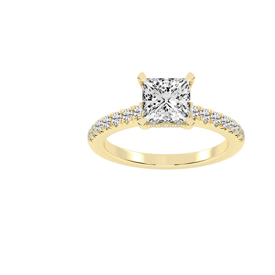 Sidora  Princess Cut Side Stone Lab Diamond Ring