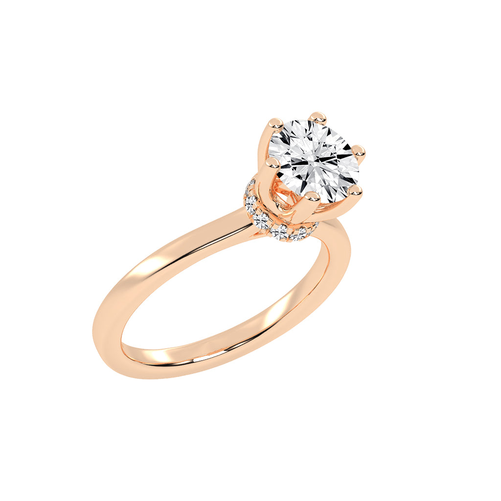 Soliterna Six Prong Round Solitaire Lab Diamond Ring