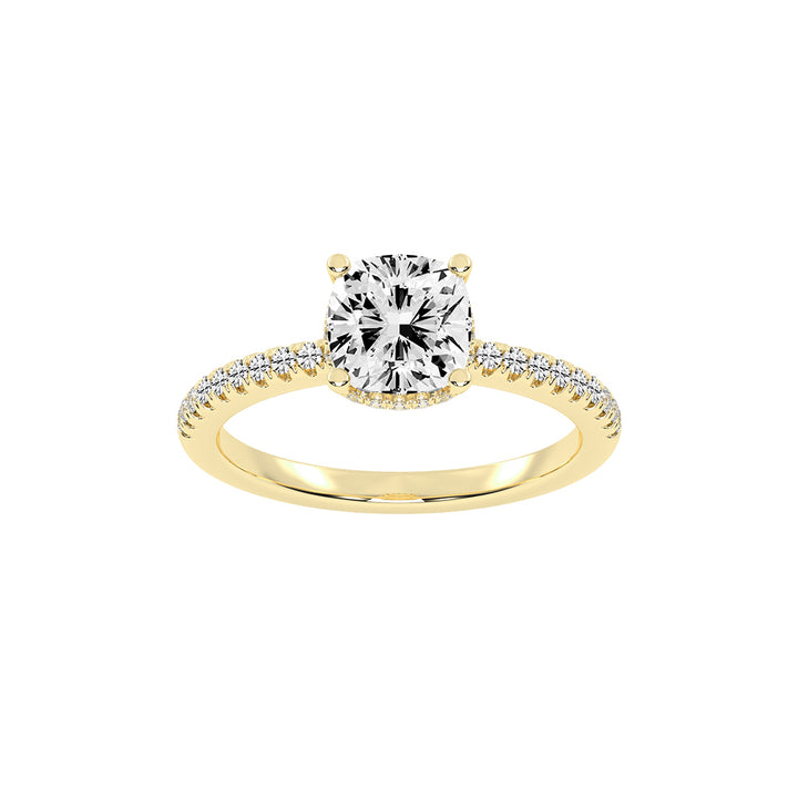 Glissane Cushion Cut Side Stone Lab Diamond Ring