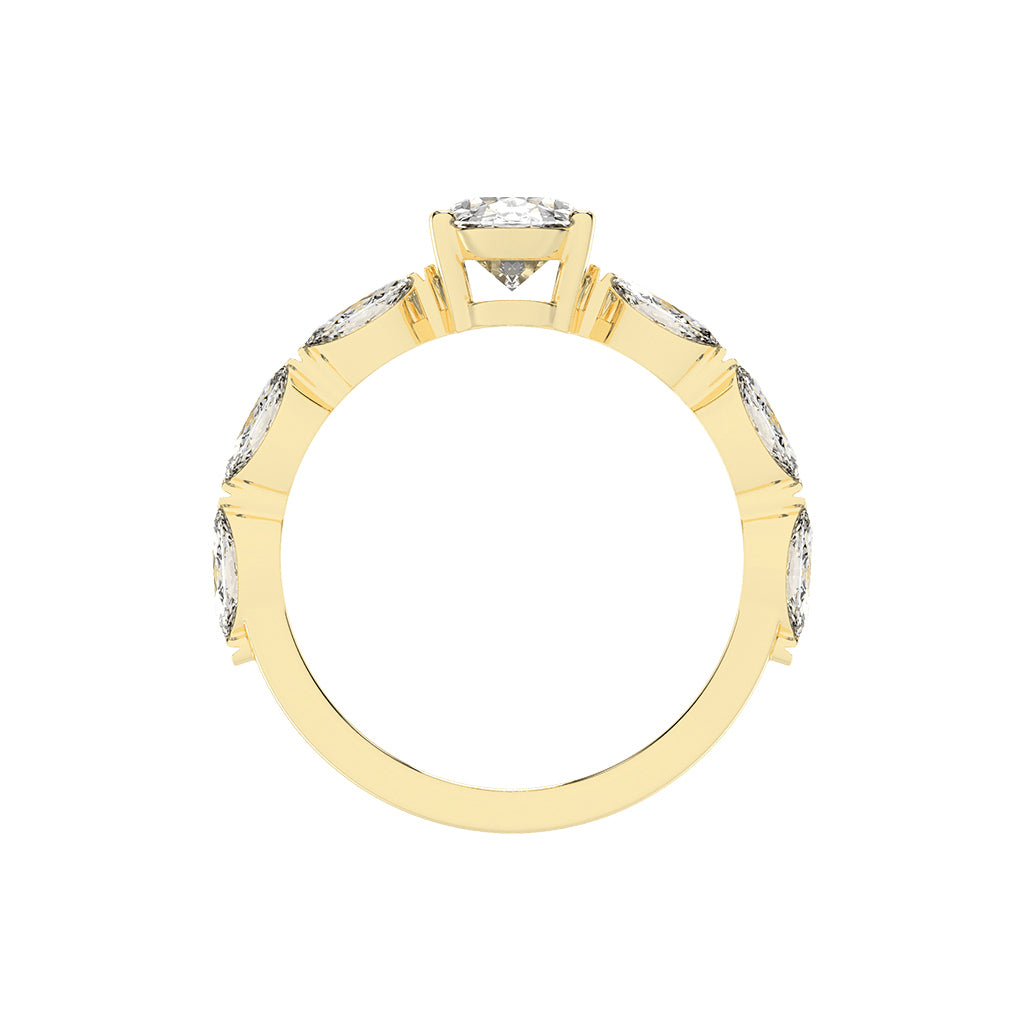 Lustris  Vintage Inspired Oval Cut Side Stone Lab Diamond Ring