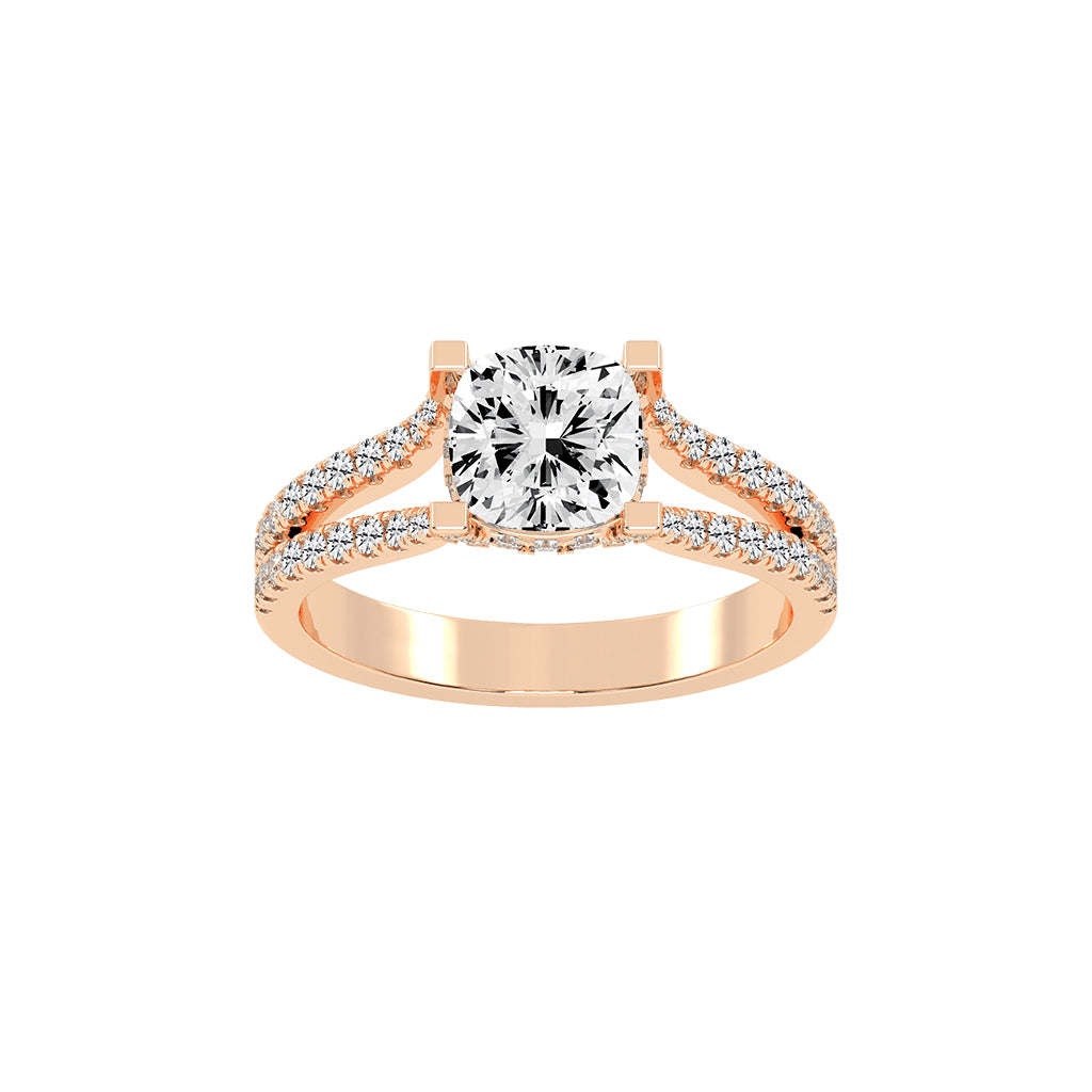 Evrylle  Split Shank Cushion Cut Classic Lab Diamond Ring