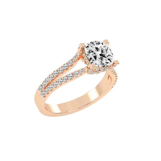 Evrylle  Split Shank Cushion Cut Classic Lab Diamond Ring