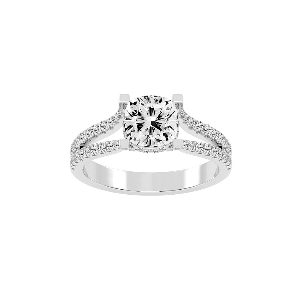 Evrylle  Split Shank Cushion Cut Classic Lab Diamond Ring