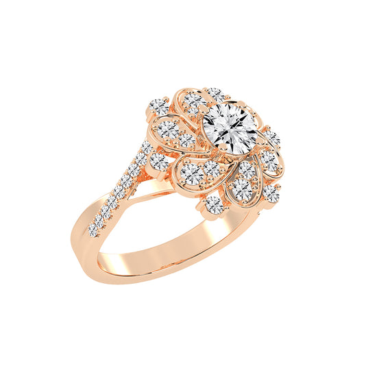 Gemissa Floral Style Cocktail Lab Diamond Ring