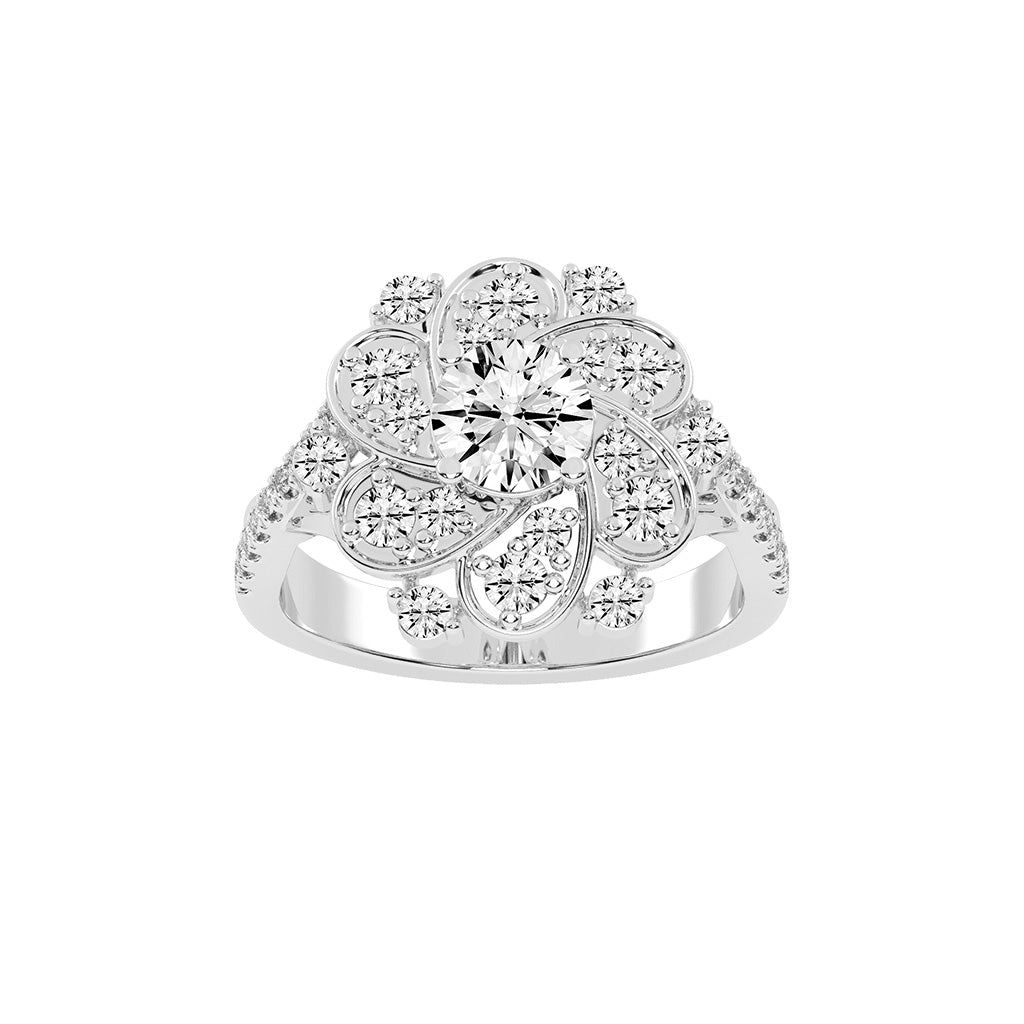 Gemissa Floral Style Cocktail Lab Diamond Ring