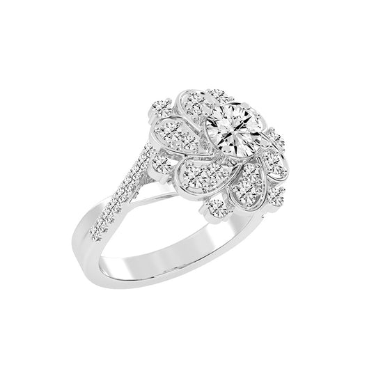 Gemissa Floral Style Cocktail Lab Diamond Ring