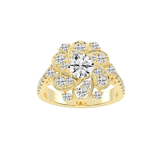 Gemissa Floral Style Cocktail Lab Diamond Ring