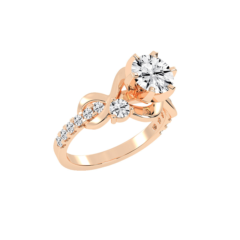 Sideonix Infinity Style Round Cut Side Stone Lab Diamond Ring