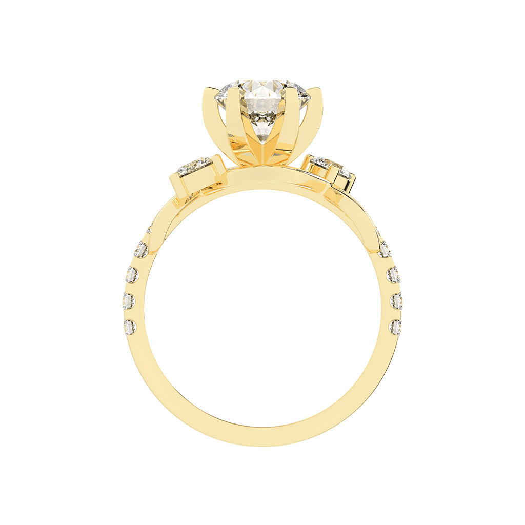 Sideonix Infinity Style Round Cut Side Stone Lab Diamond Ring