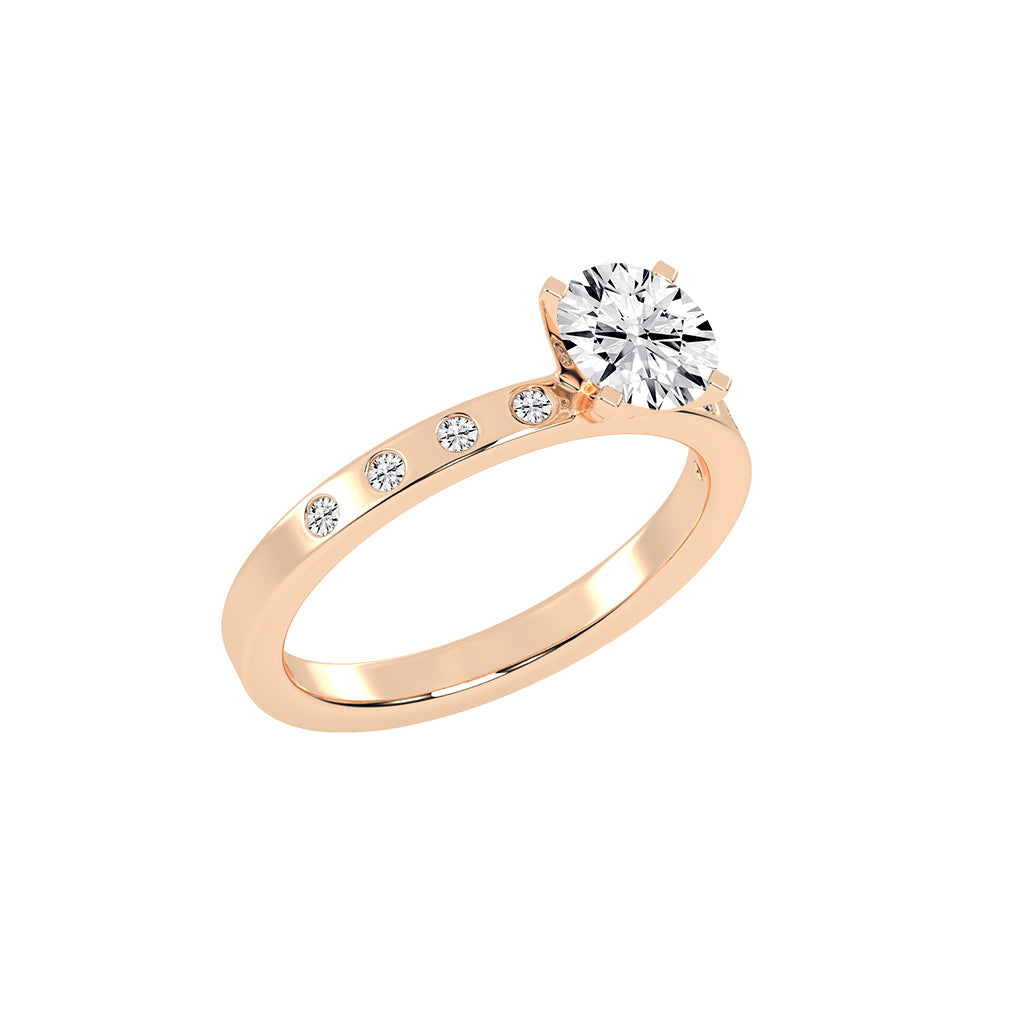 Solairne Gypsy Flush Round Cut Lab Diamond Ring