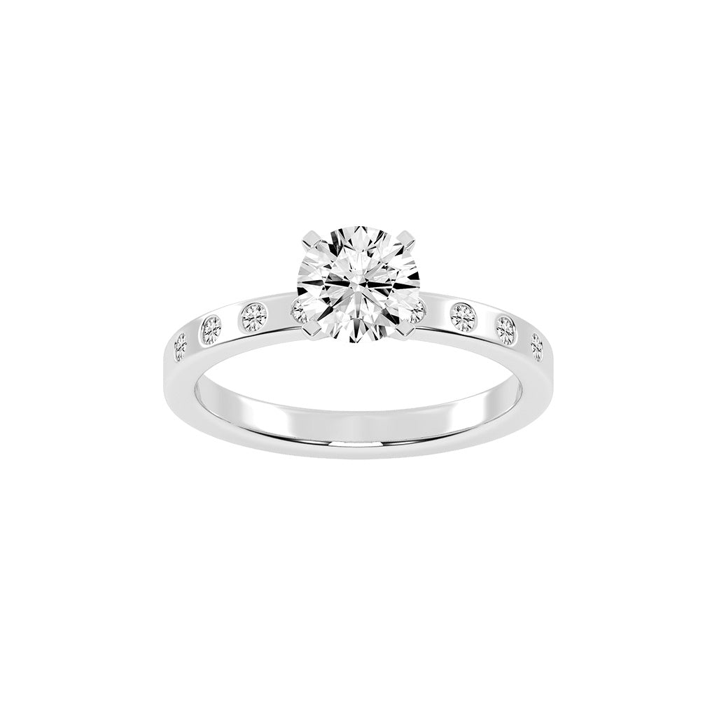 Solairne Gypsy Flush Round Cut Lab Diamond Ring