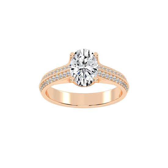 Diamyside Oval Cut Side Stone Lab Diamond Ring