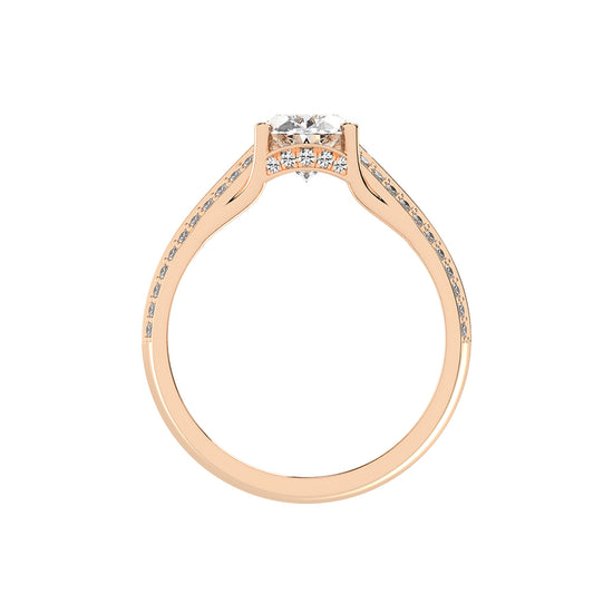Diamyside Oval Cut Side Stone Lab Diamond Ring