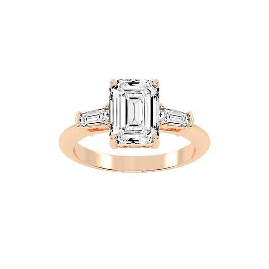 Trevalla Emerald Cut Three Stone Lab Diamond Ring