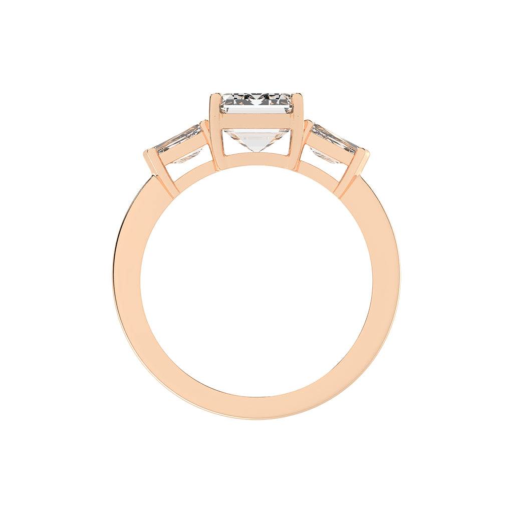 Trevalla Emerald Cut Three Stone Lab Diamond Ring