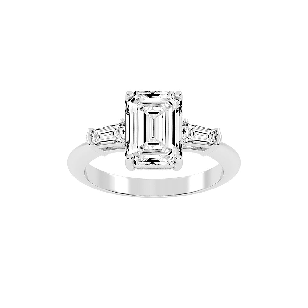 Trevalla Emerald Cut Three Stone Lab Diamond Ring