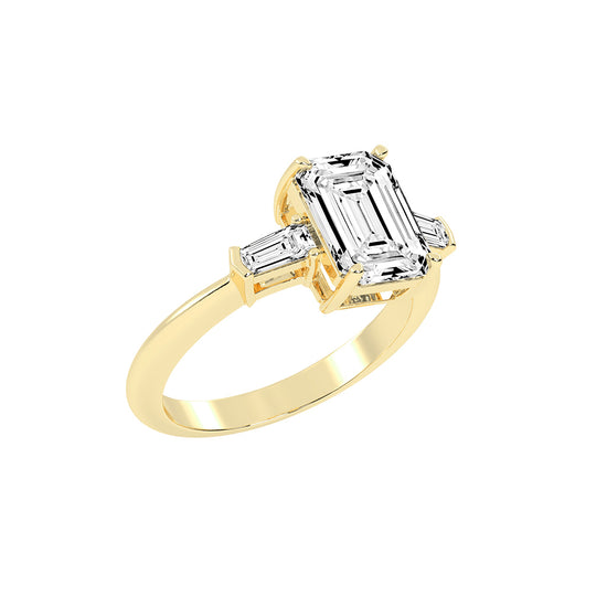 Trevalla Emerald Cut Three Stone Lab Diamond Ring
