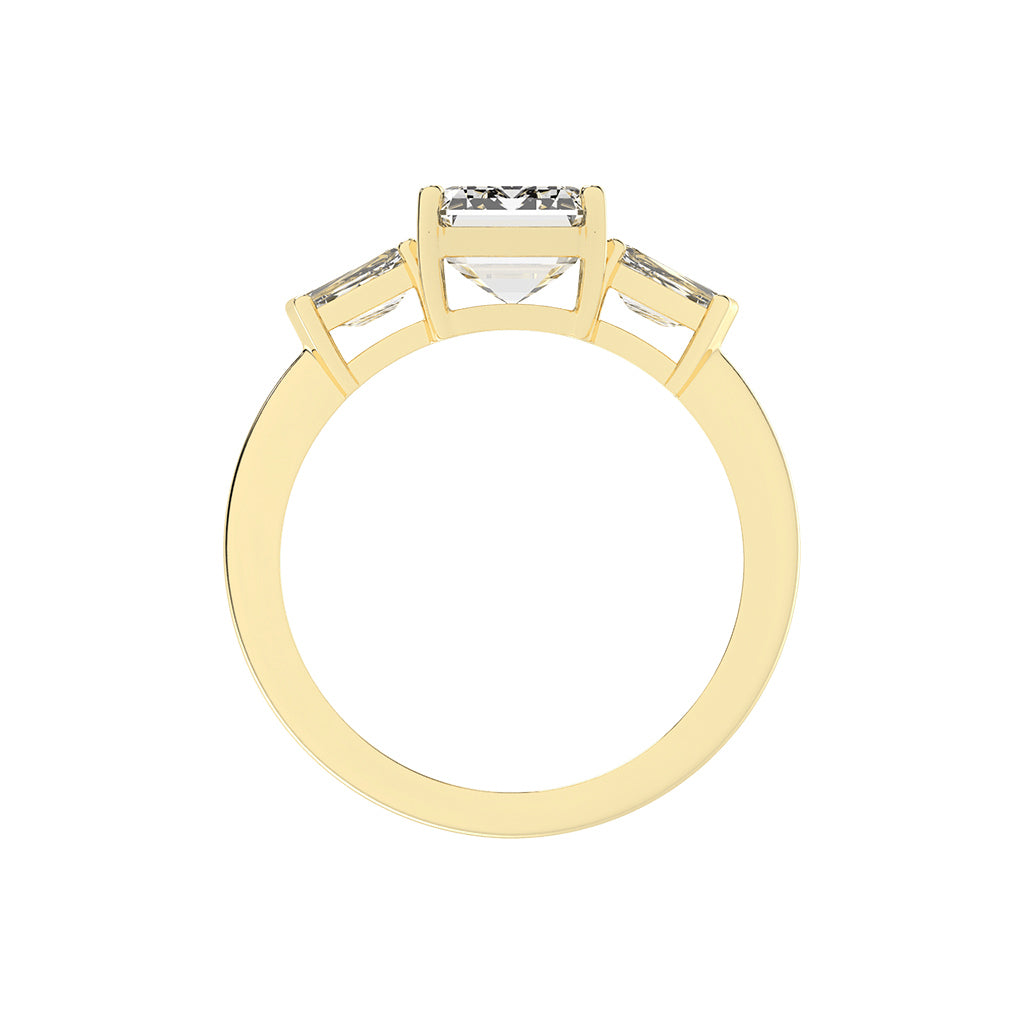 Trevalla Emerald Cut Three Stone Lab Diamond Ring