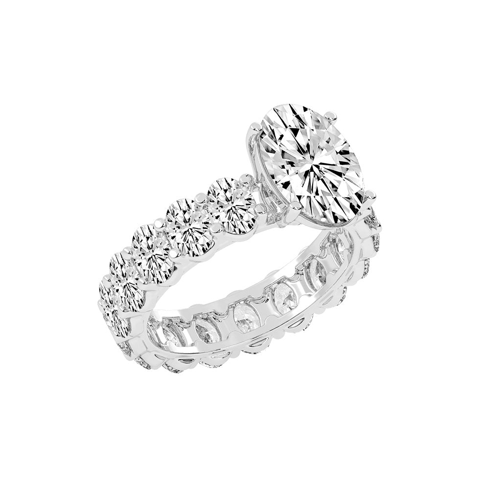Diameer Oval Cut Side Stone Lab Diamond Ring