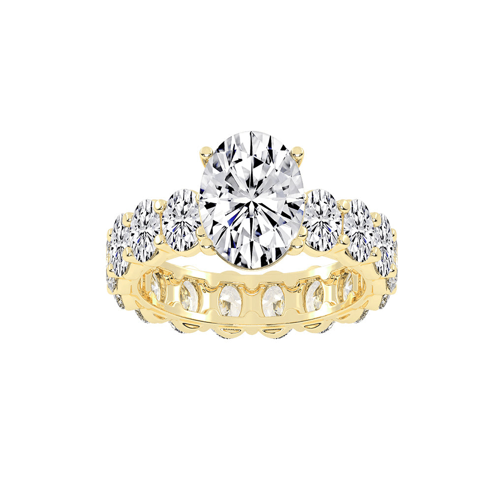 Diameer Oval Cut Side Stone Lab Diamond Ring