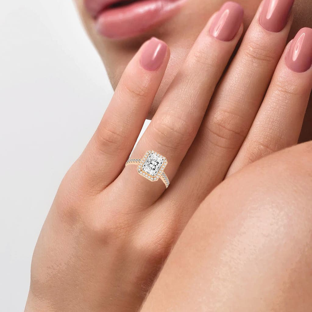 Haliqueva Radiant Cut Halo Lab Diamond Ring