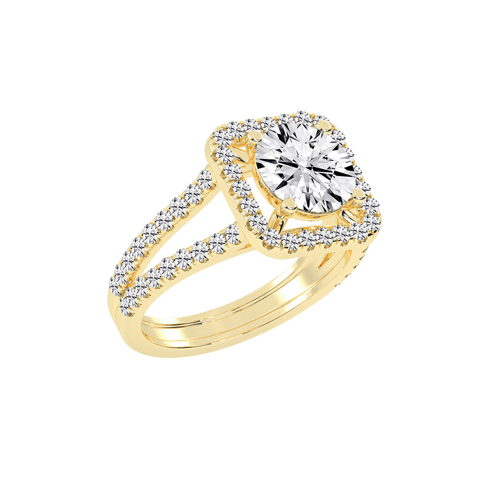 Elegiance Split Shank Round Cut Classic Lab Diamond Ring