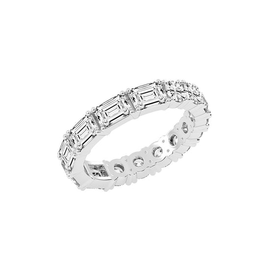 Zeloria Emerald & Round Cut Eternity Lab Diamond Ring