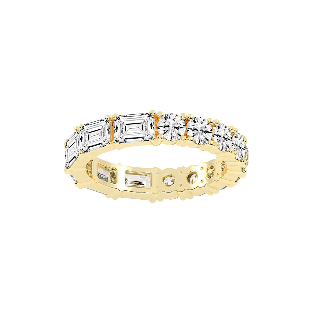 Zeloria Emerald & Round Cut Eternity Lab Diamond Ring