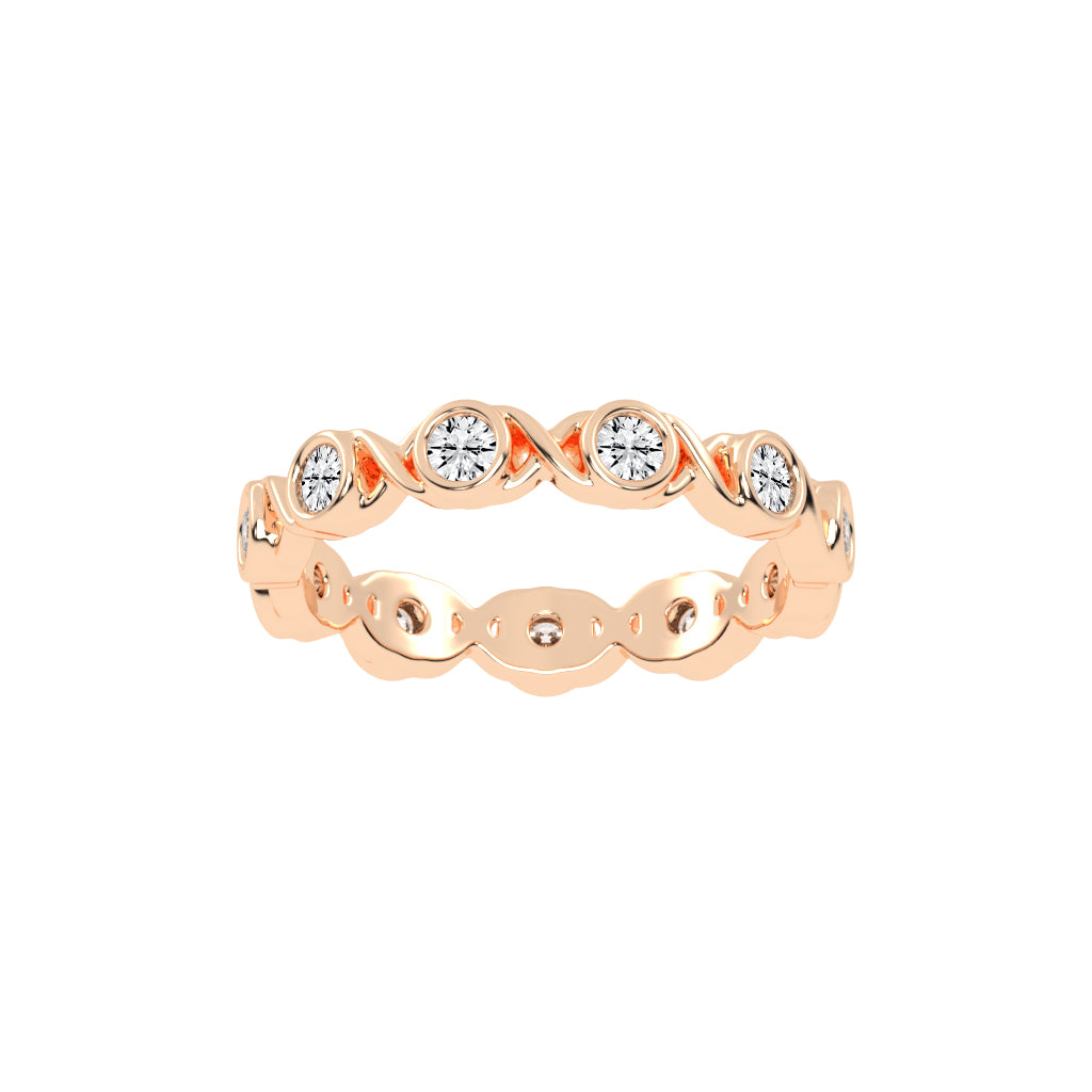 Birthstone Criss- Cross Round Cut Eternity Lab Diamond Ring