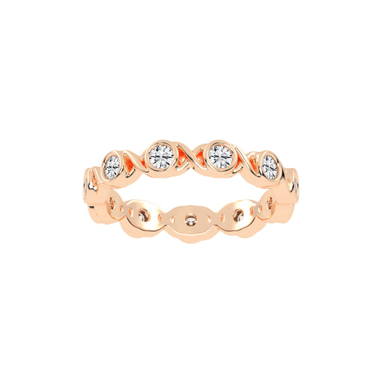 Birthstone Criss- Cross Round Cut Eternity Lab Diamond Ring